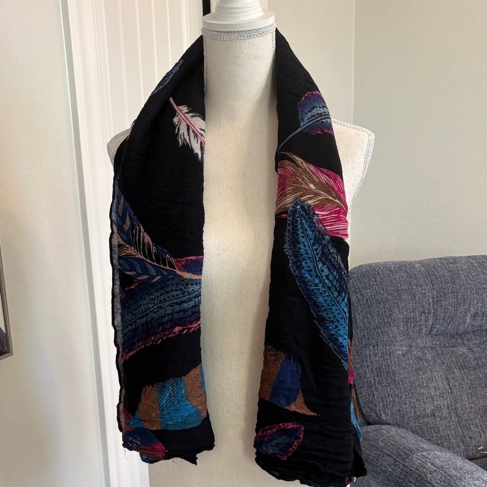 Express Multicolor Feather Design Scarf